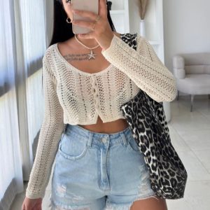 Cárdigan Crochet CREMA